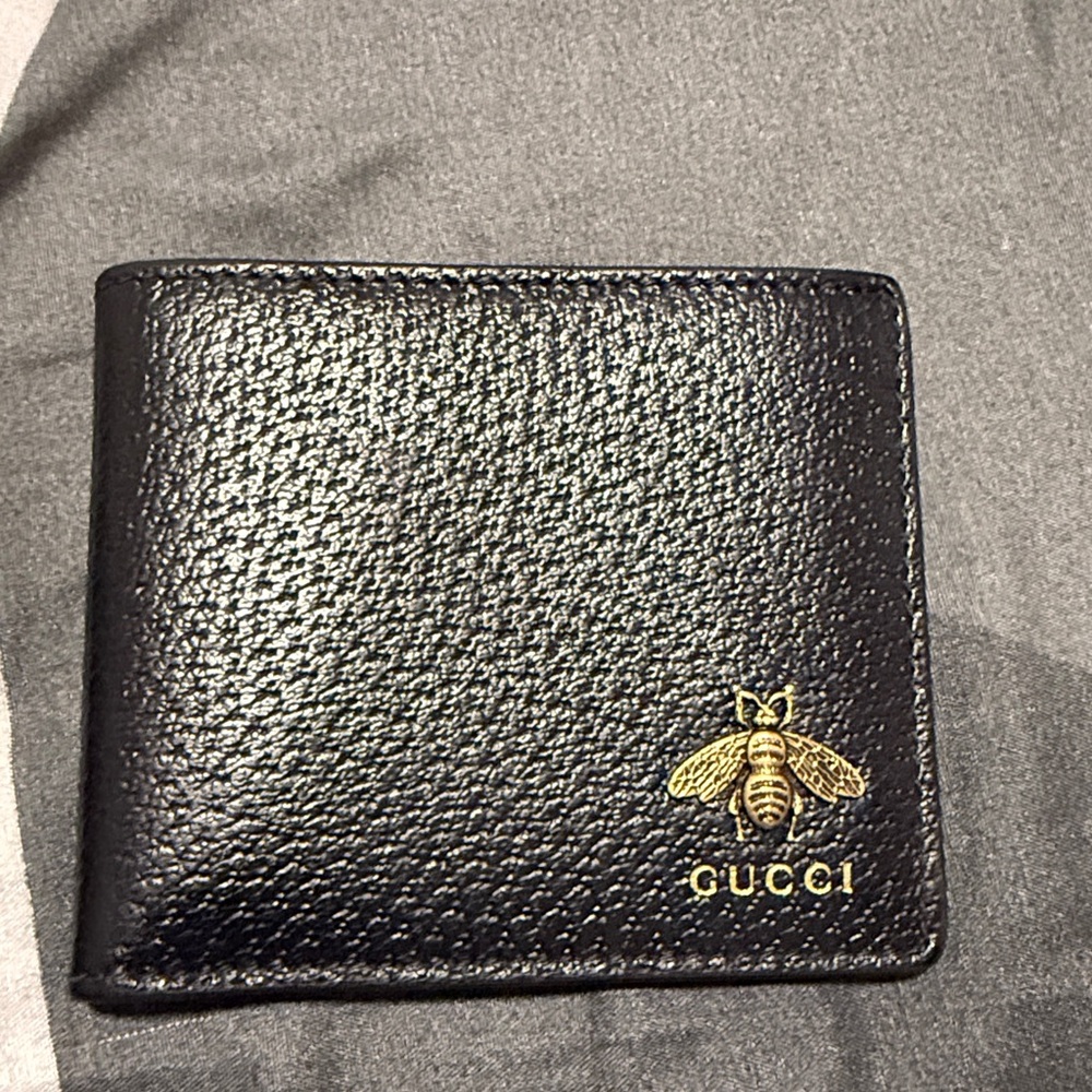 Gucci Black Wallet with Gold Bee Accent